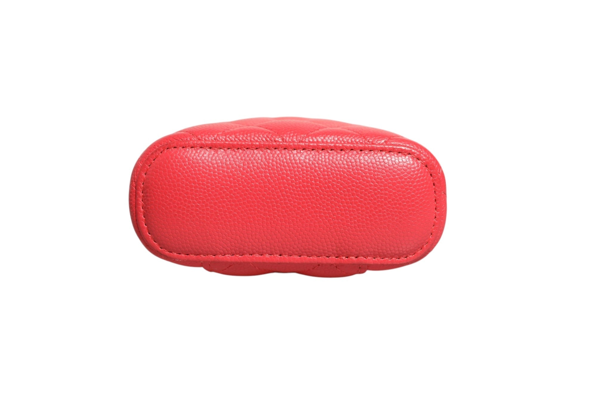 Chanel Red Caviar Quilted Small Vertical Coco Beauty Vanity Case with Women's Chain