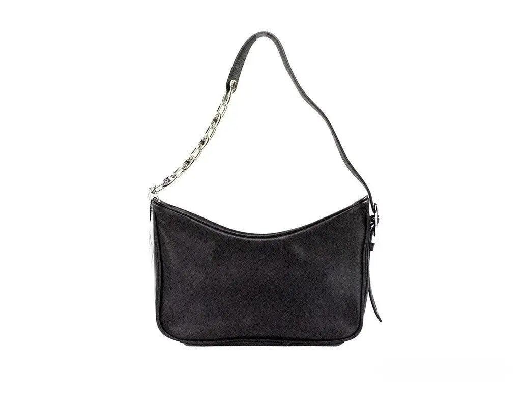 Marc Jacobs Tempo Small Black Smooth Leather Hobo Convertible Shoulder Bag Purse