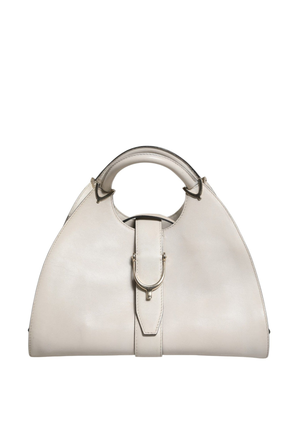 Gucci White Leather Stirrup Top Handle Women's Bag (Pre-Owned)