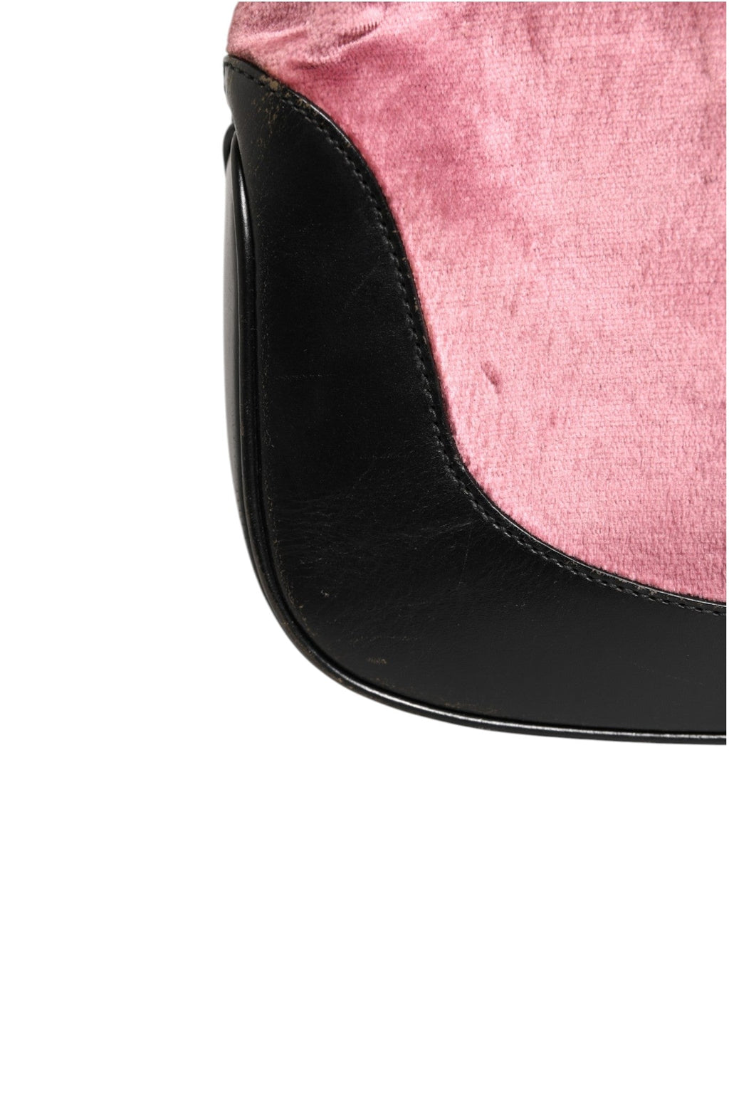 Gucci Jackie Pink Velvet And Black Leather Shoulder Women's Bag (Pre-Owned)