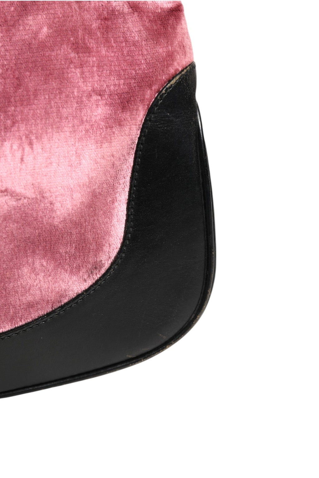 Gucci Jackie Pink Velvet And Black Leather Shoulder Women's Bag (Pre-Owned)