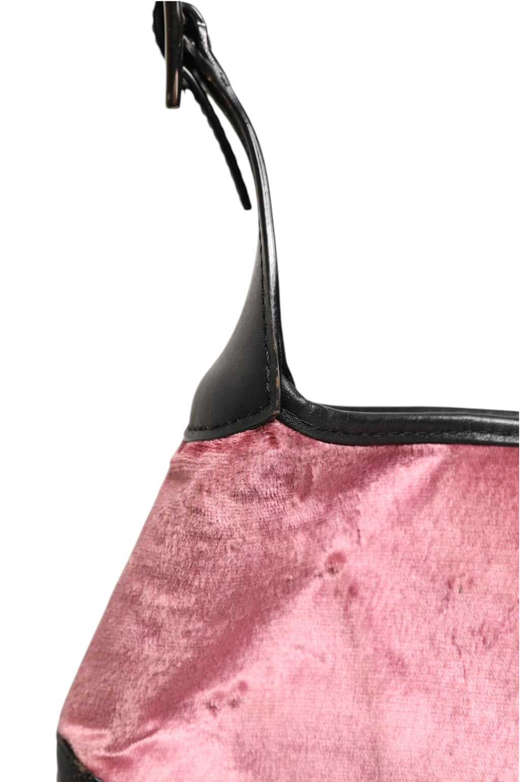 Gucci Jackie Pink Velvet And Black Leather Shoulder Women's Bag (Pre-Owned)