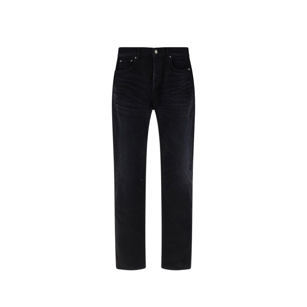 Saint Laurent Black Cotton Straight-Leg Men's Jeans
