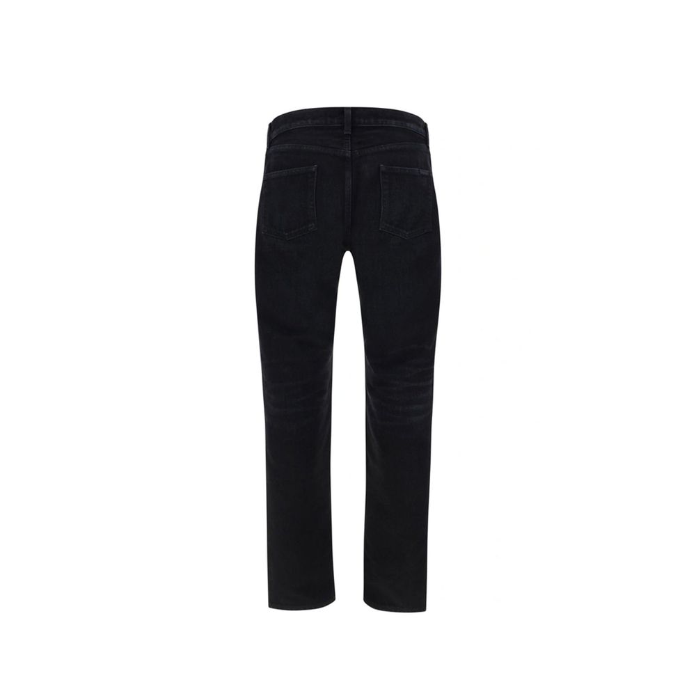 Saint Laurent Black Cotton Straight-Leg Men's Jeans