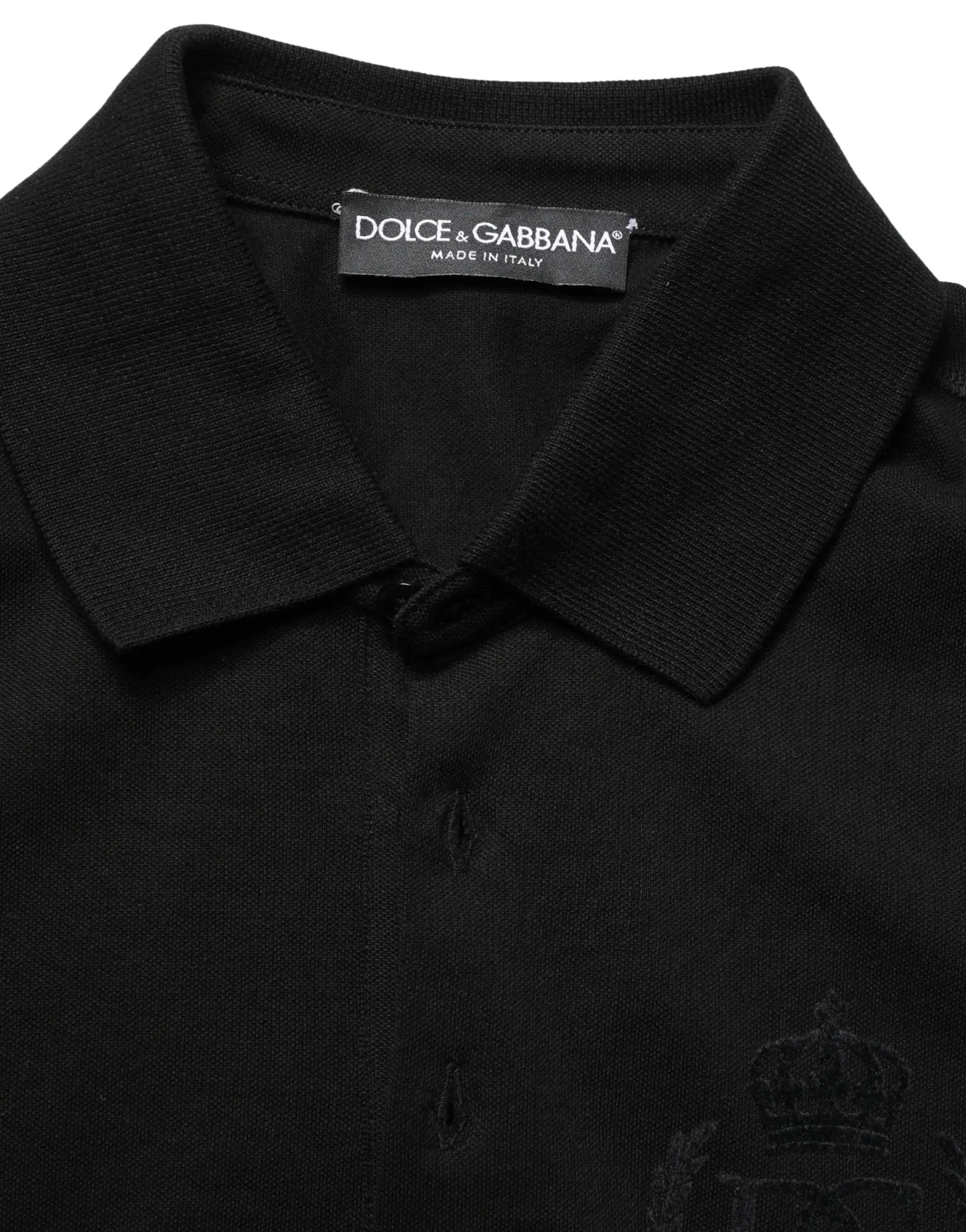Dolce & Gabbana Black Cotton Collared Short Sleeves Men Polo T-shirt