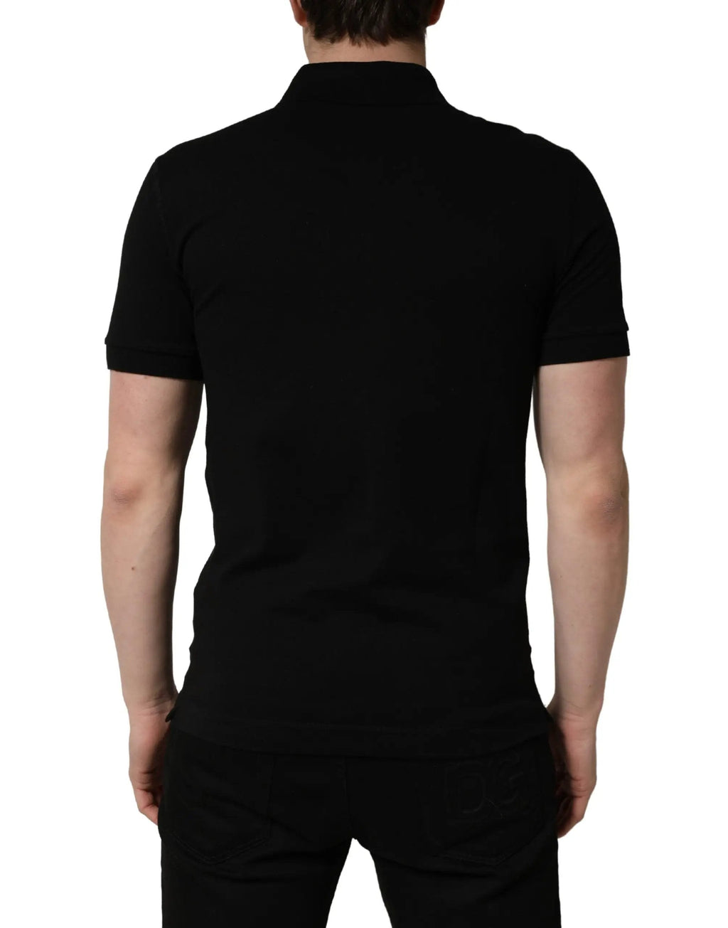 Dolce & Gabbana Black Cotton Collared Short Sleeves Men Polo T-shirt