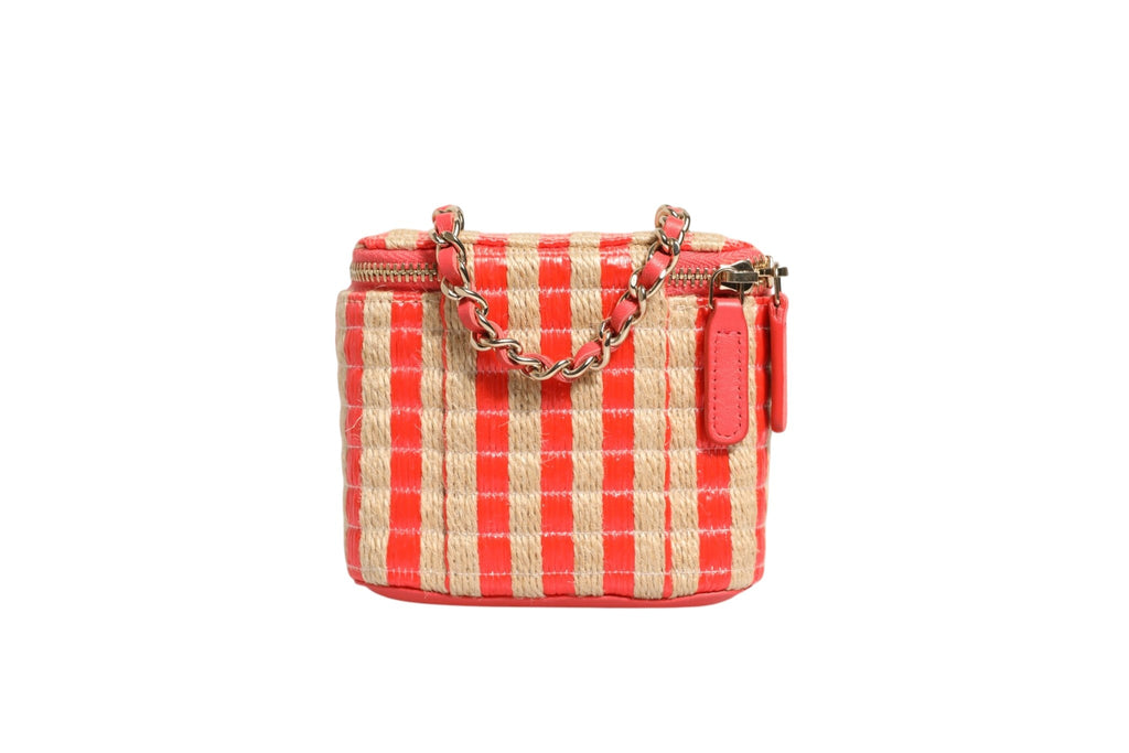Chanel Raffia Jute Striped Mini Vanity Women's Case
