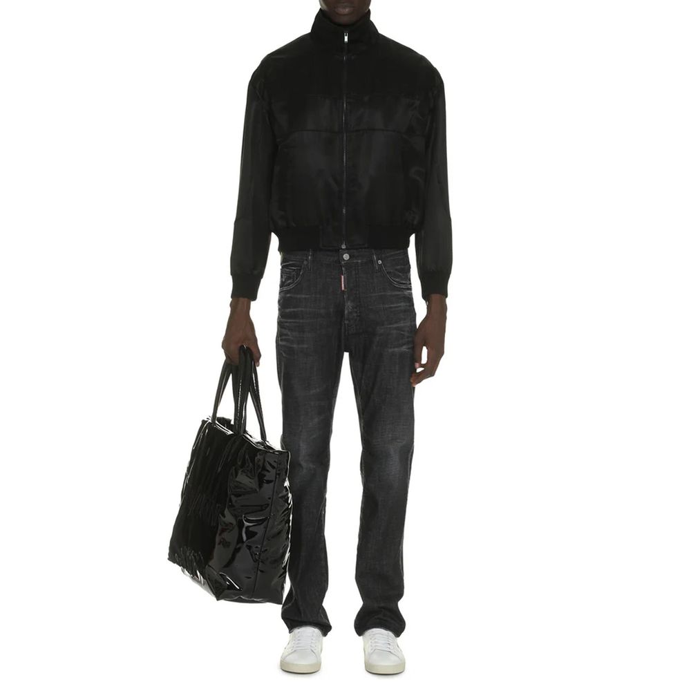 Saint Laurent Black Silk Men's Bomber