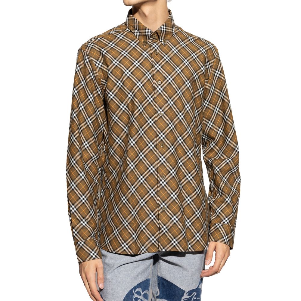 Burberry Brown Cotton Pattern Men's Shirt