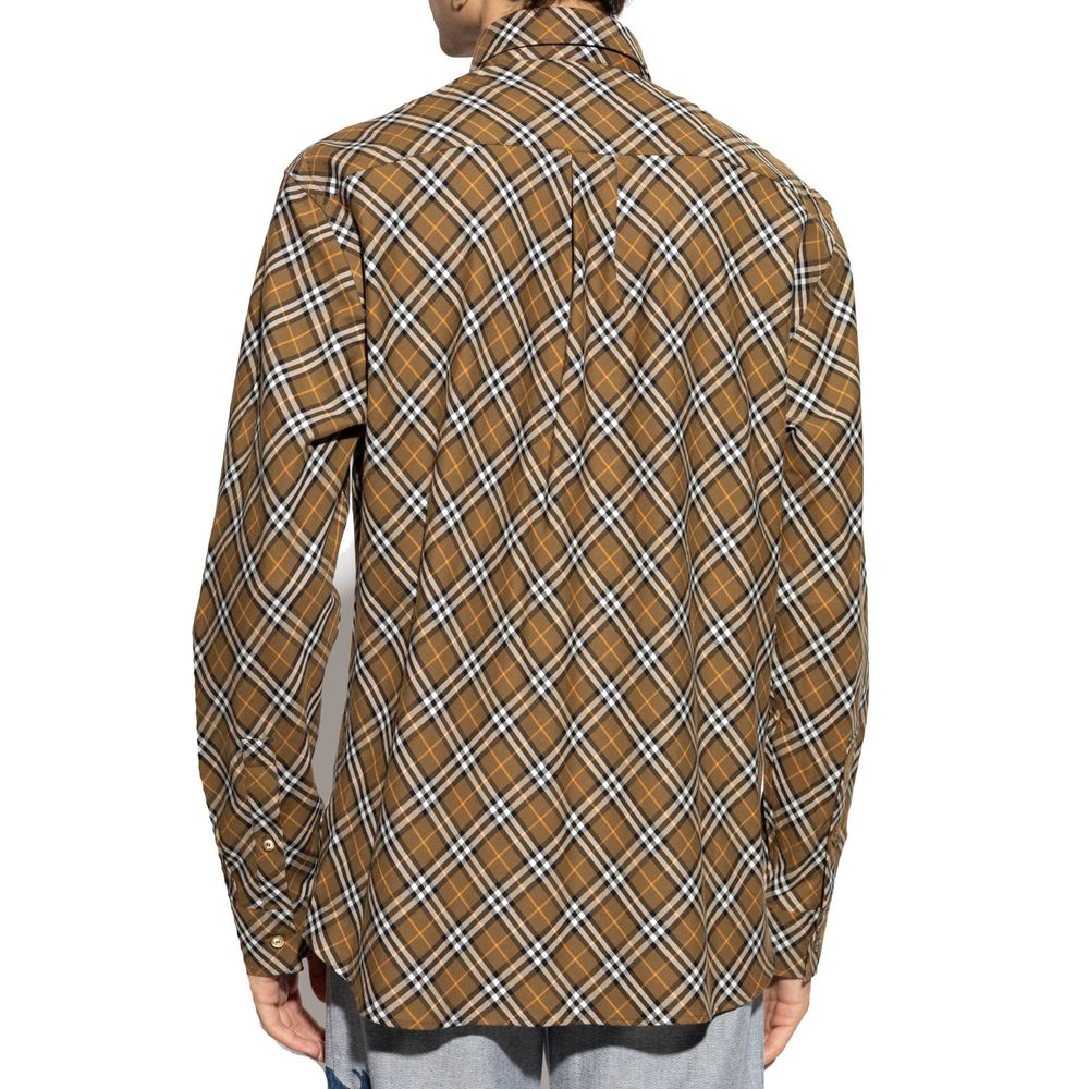 Burberry Brown Cotton Pattern Men's Shirt