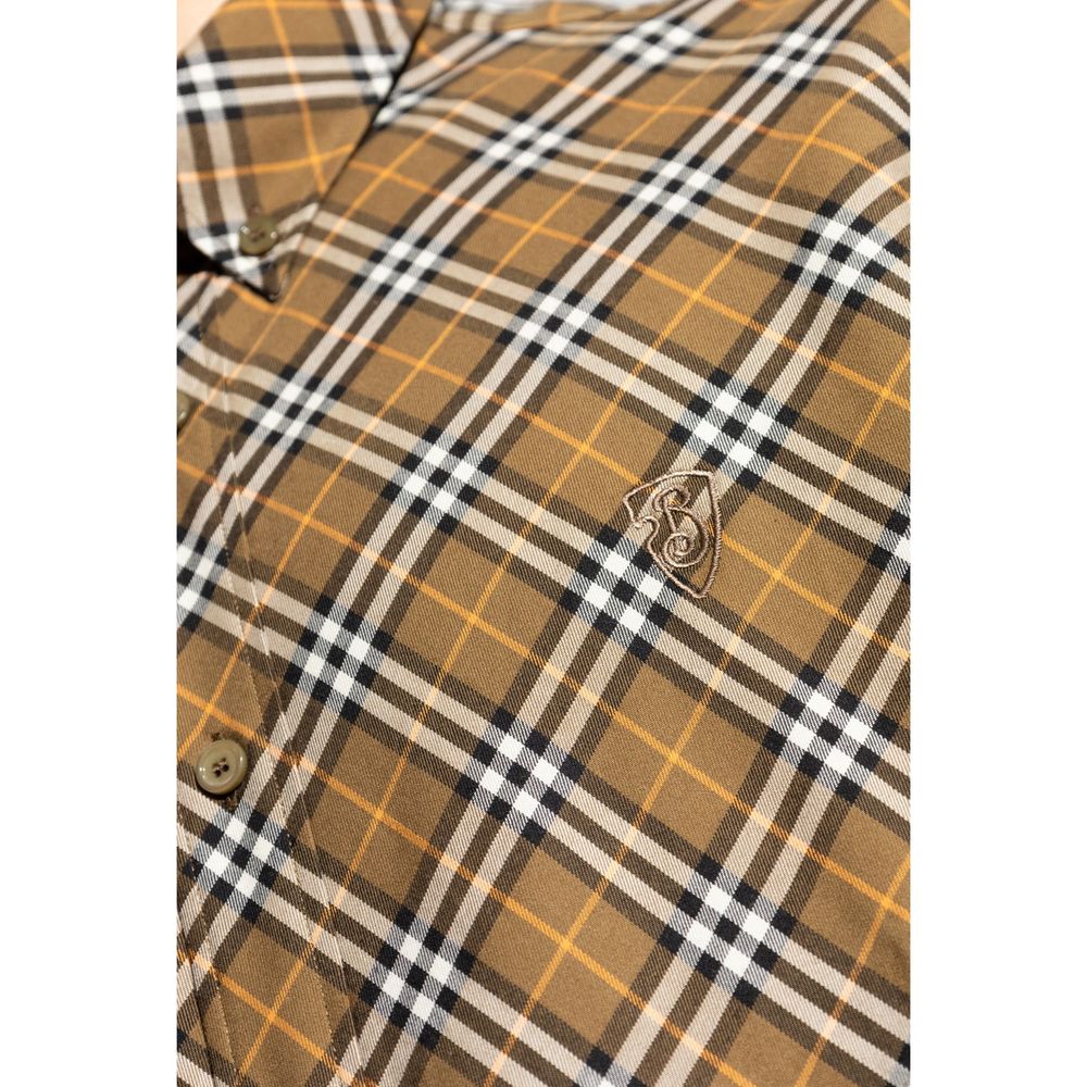 Burberry Brown Cotton Pattern Men's Shirt