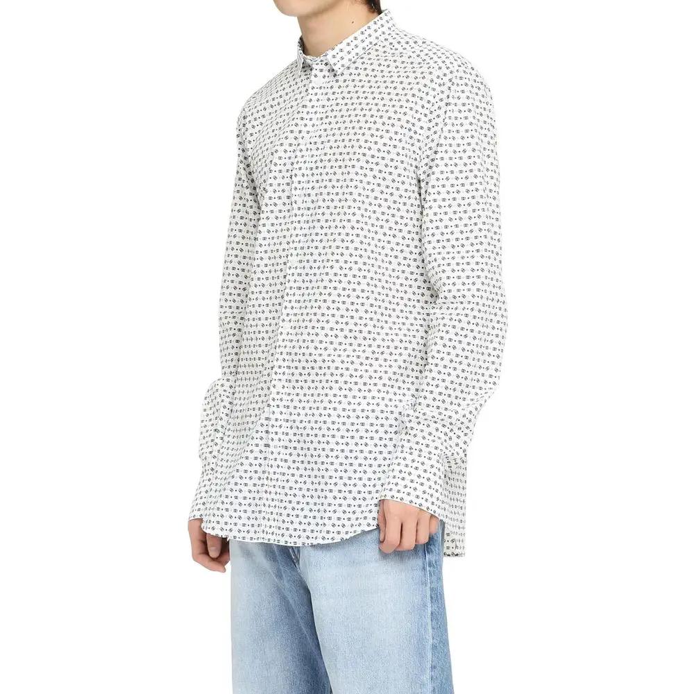Dolce & Gabbana White Cotton Pattern Shirt