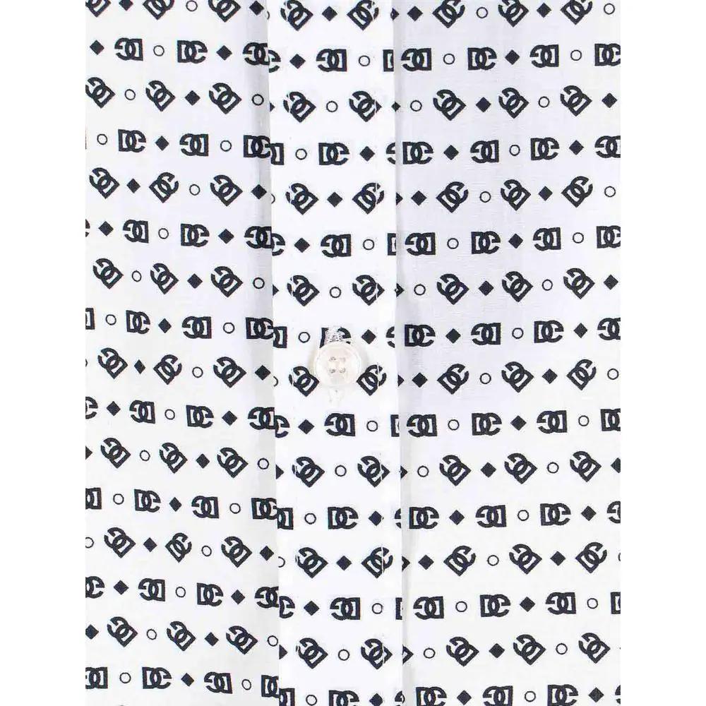 Dolce & Gabbana White Cotton Pattern Shirt