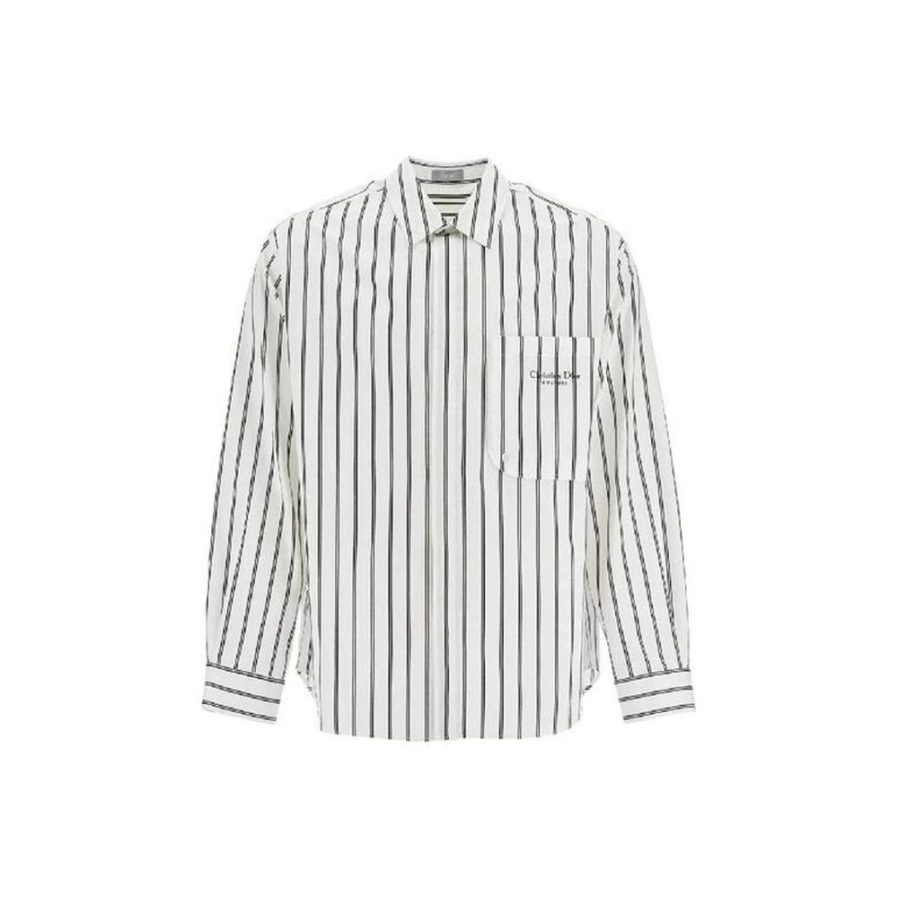 Dior White Cotton Pattern Men's Shirt