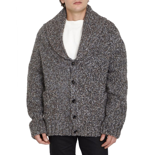 Bottega Veneta Gray Alpaca Leather Men's Cardigan