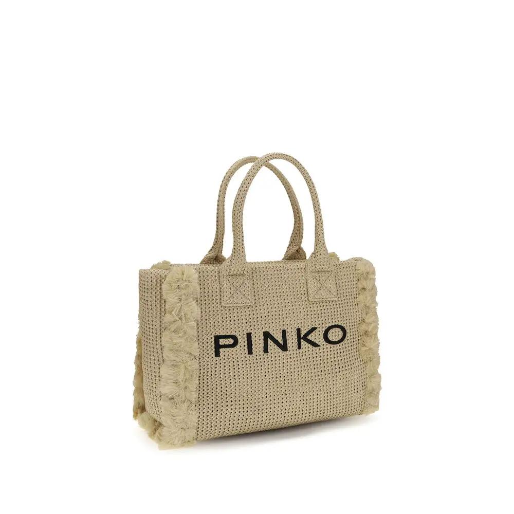 PINKO Beige Raffia Shoulder Bag