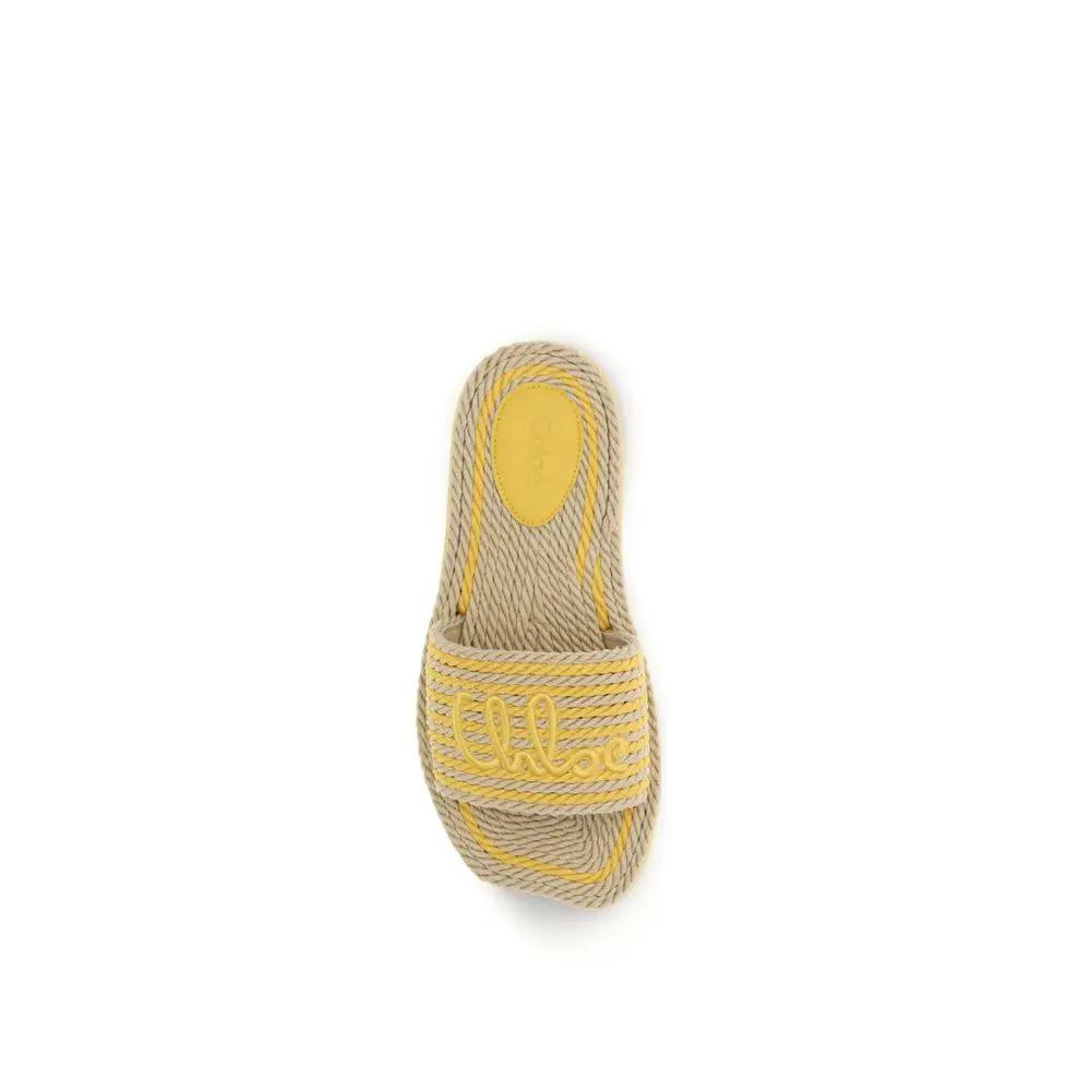 Chloé Beige Raffia Sandals