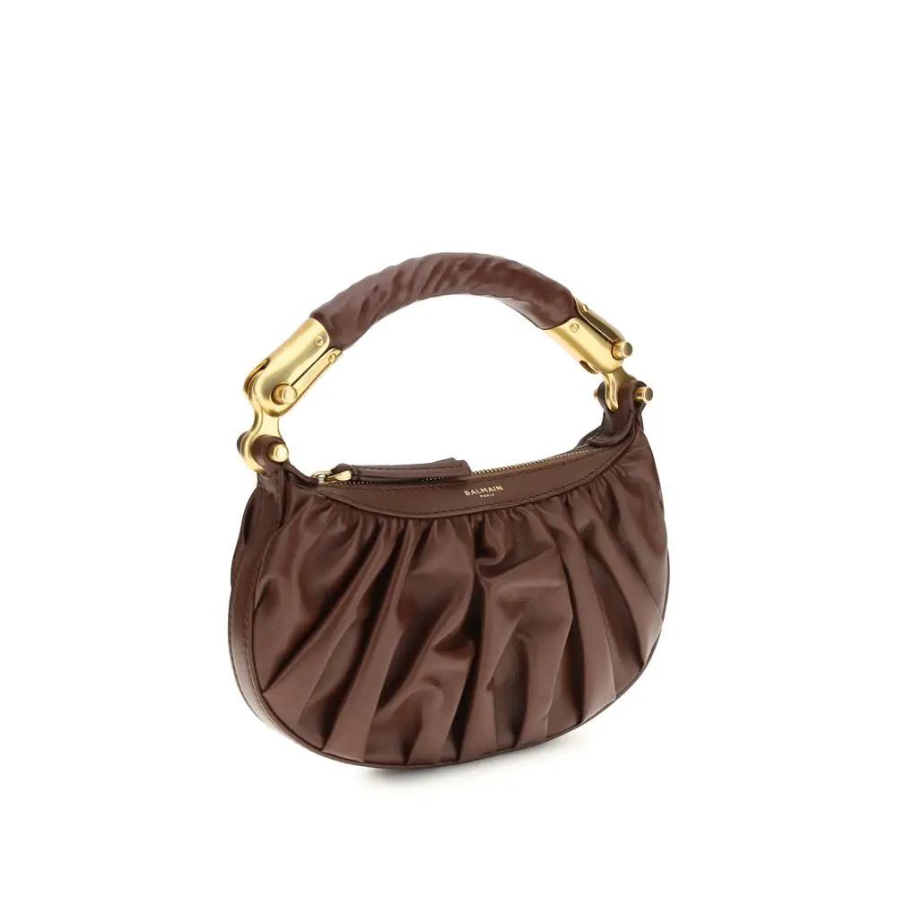 Balmain Brown Calf Leather Bos Taurus Shoulder Bag