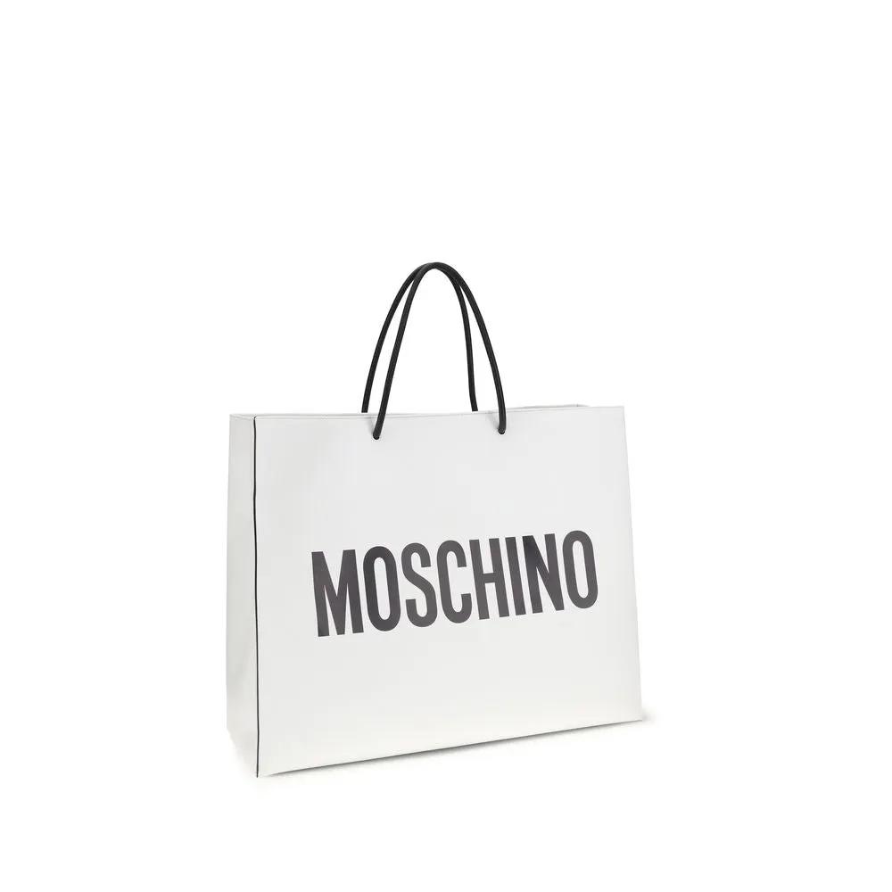 Moschino White Calf Leather Bos Taurus Handbag