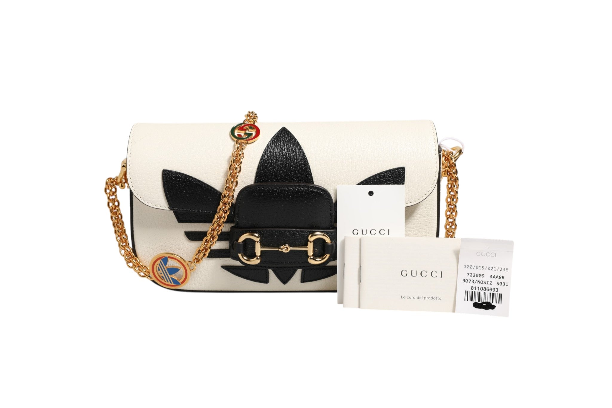 Gucci Gucci x Adidas Horsebit 1955 Shoulder Bag Women's Black/White (Pre-Owned)
