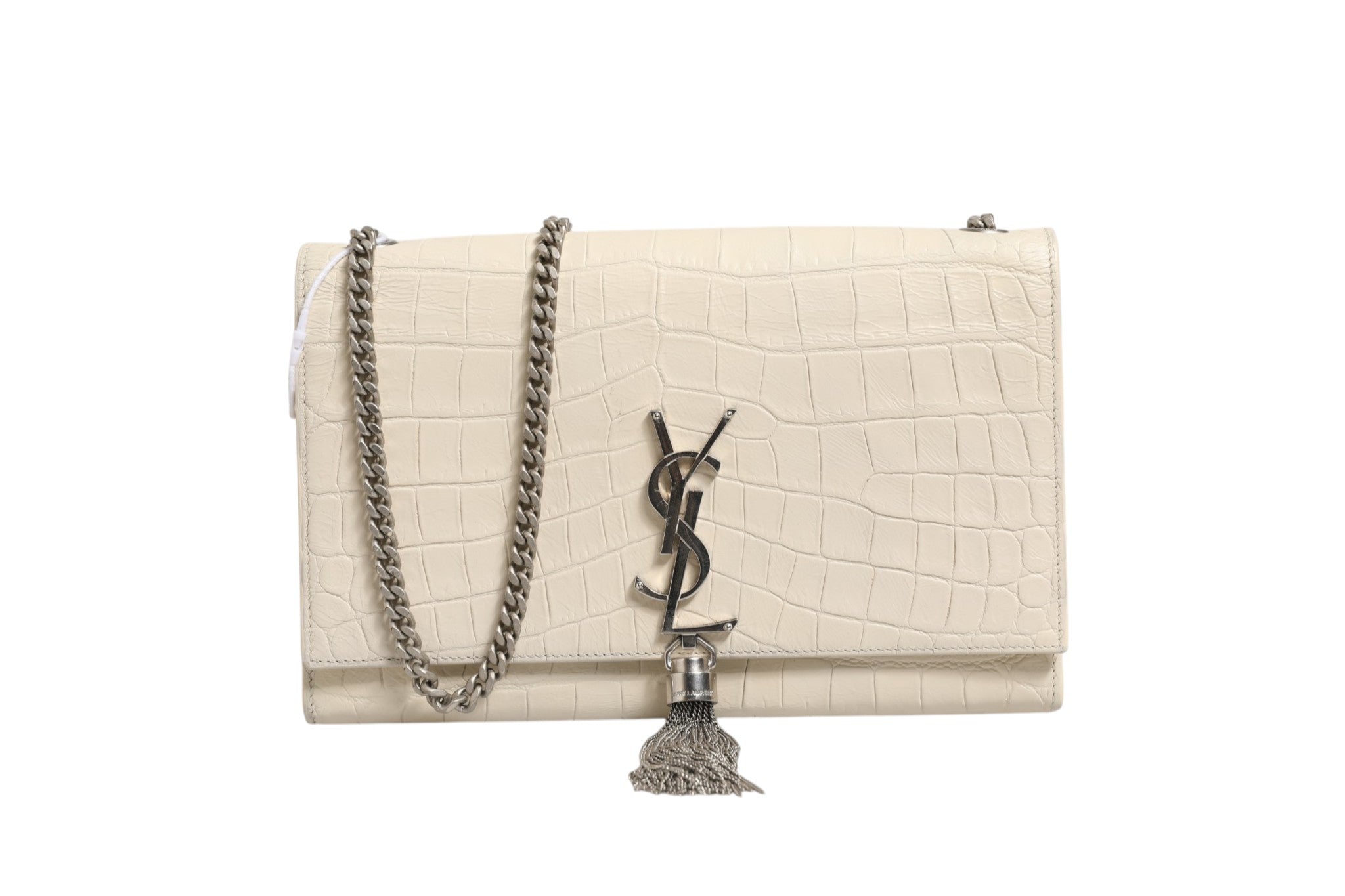 Saint Laurent Kate Tassel Small Croc-Embossed Women's Leather (Pre-Owned)