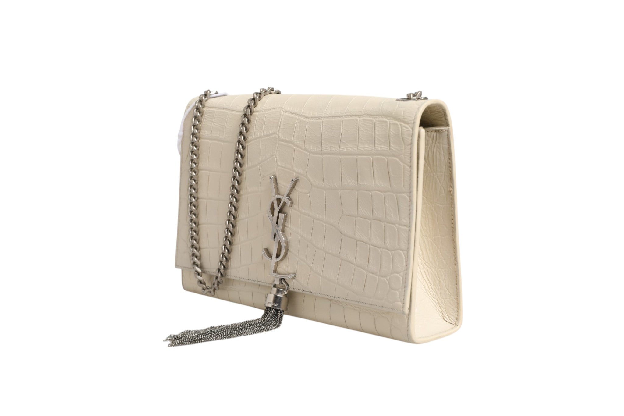 Saint Laurent Kate Tassel Small Croc-Embossed Women's Leather (Pre-Owned)