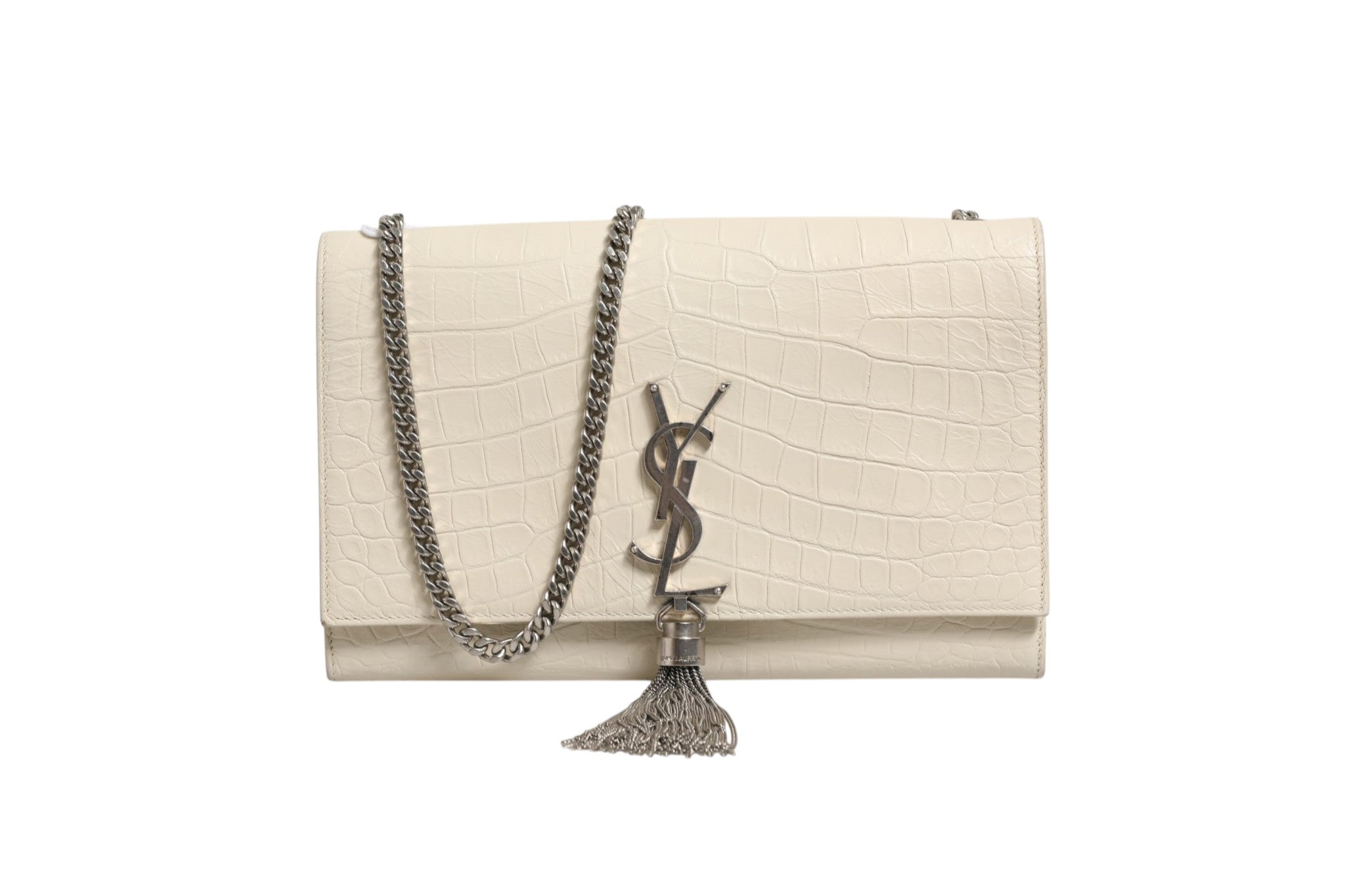 Saint Laurent Kate Tassel Small Croc-Embossed Women's Leather (Pre-Owned)