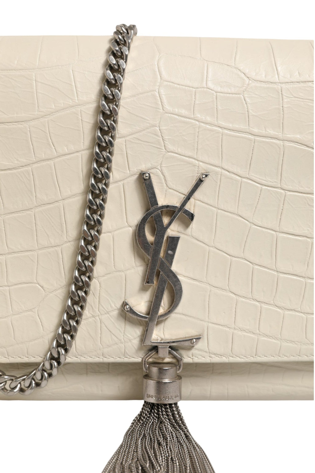 Saint Laurent Kate Tassel Small Croc-Embossed Women's Leather (Pre-Owned)