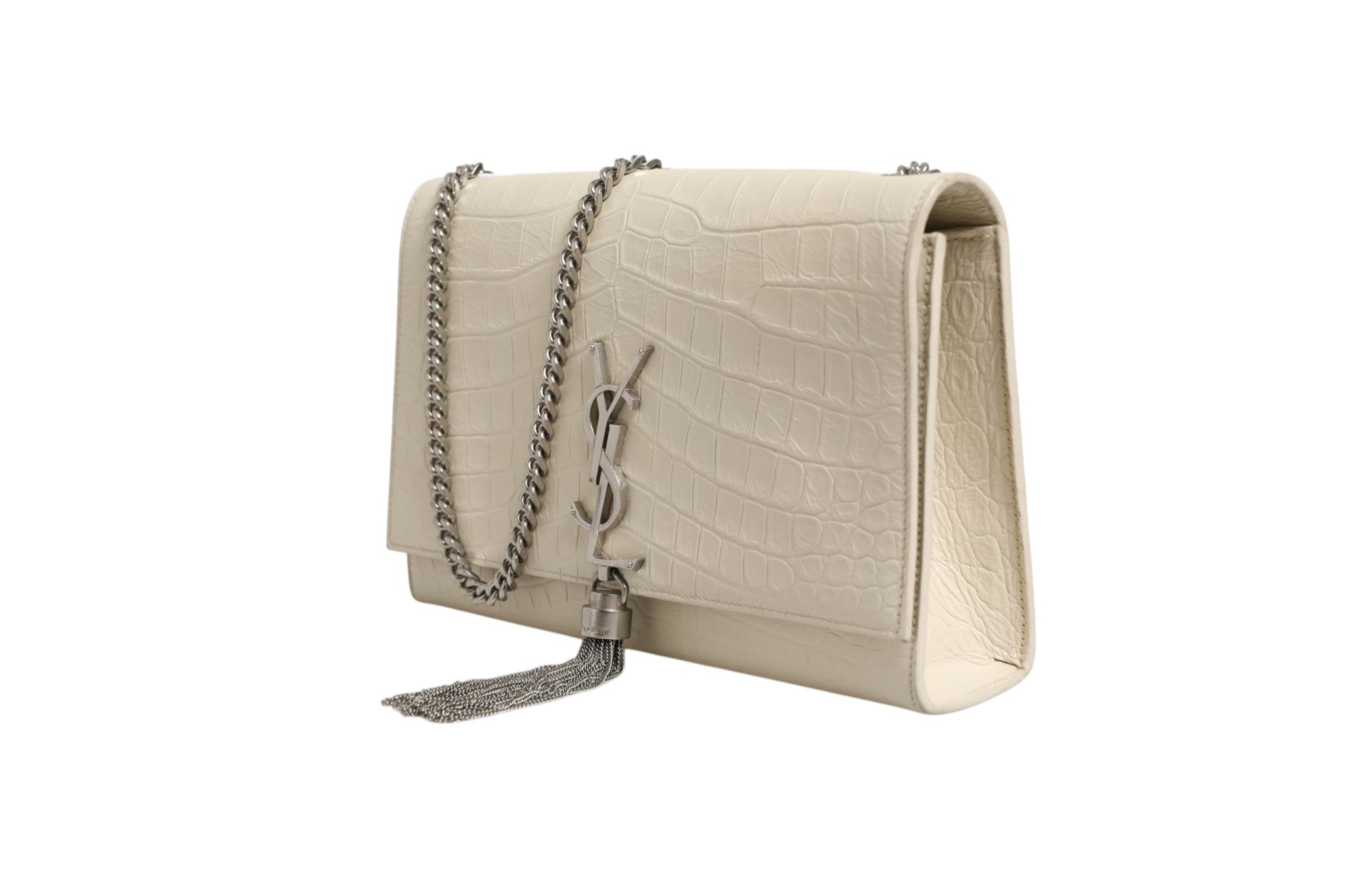 Saint Laurent Kate Tassel Small Croc-Embossed Women's Leather (Pre-Owned)