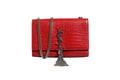 Saint Laurent Kate Tassel Chain Bag in Red Crocodile Embossed Women's Leather (Pre-Owned)