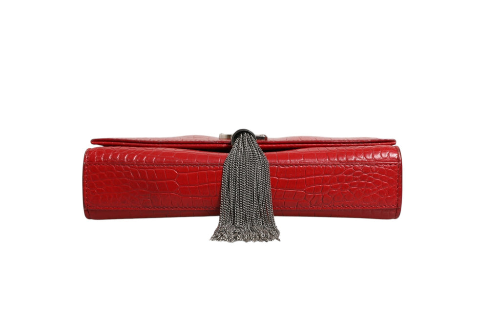 Saint Laurent Kate Tassel Chain Bag in Red Crocodile Embossed Women's Leather (Pre-Owned)