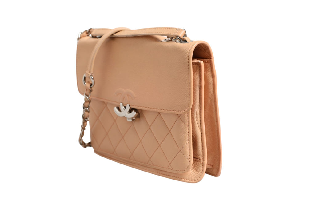 Chanel Goatskin Quilted Small CC Box Flap Women's Bag