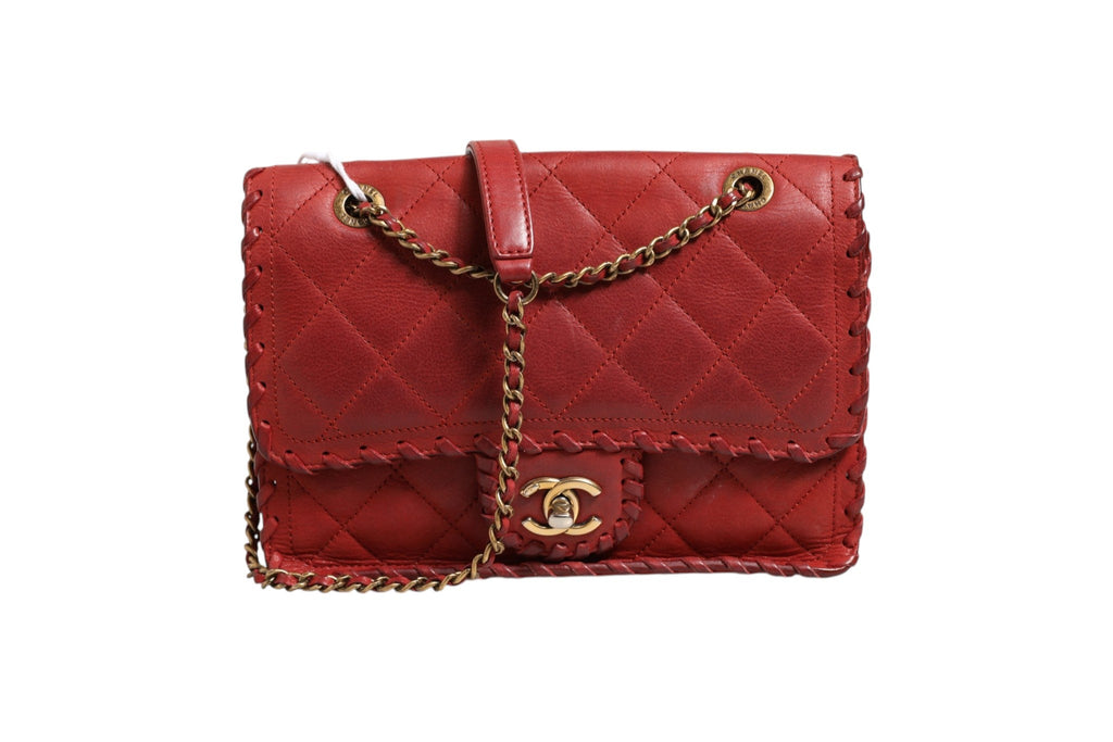 Chanel Mini Flap Bag Lambskin Braided Calfskin Gold Tone Women's Metal