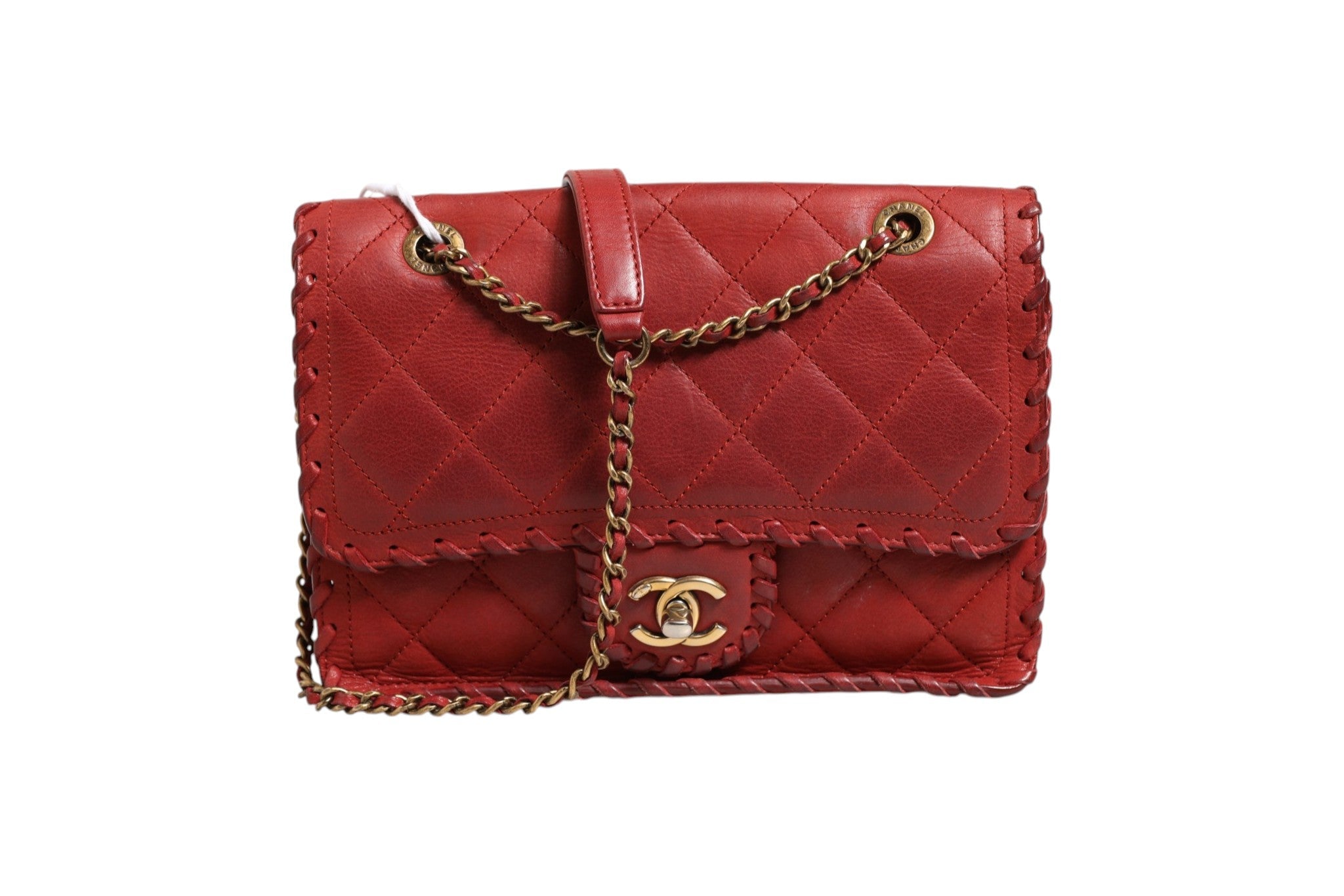 Chanel Mini Flap Bag Lambskin Braided Calfskin Gold Tone Women's Metal