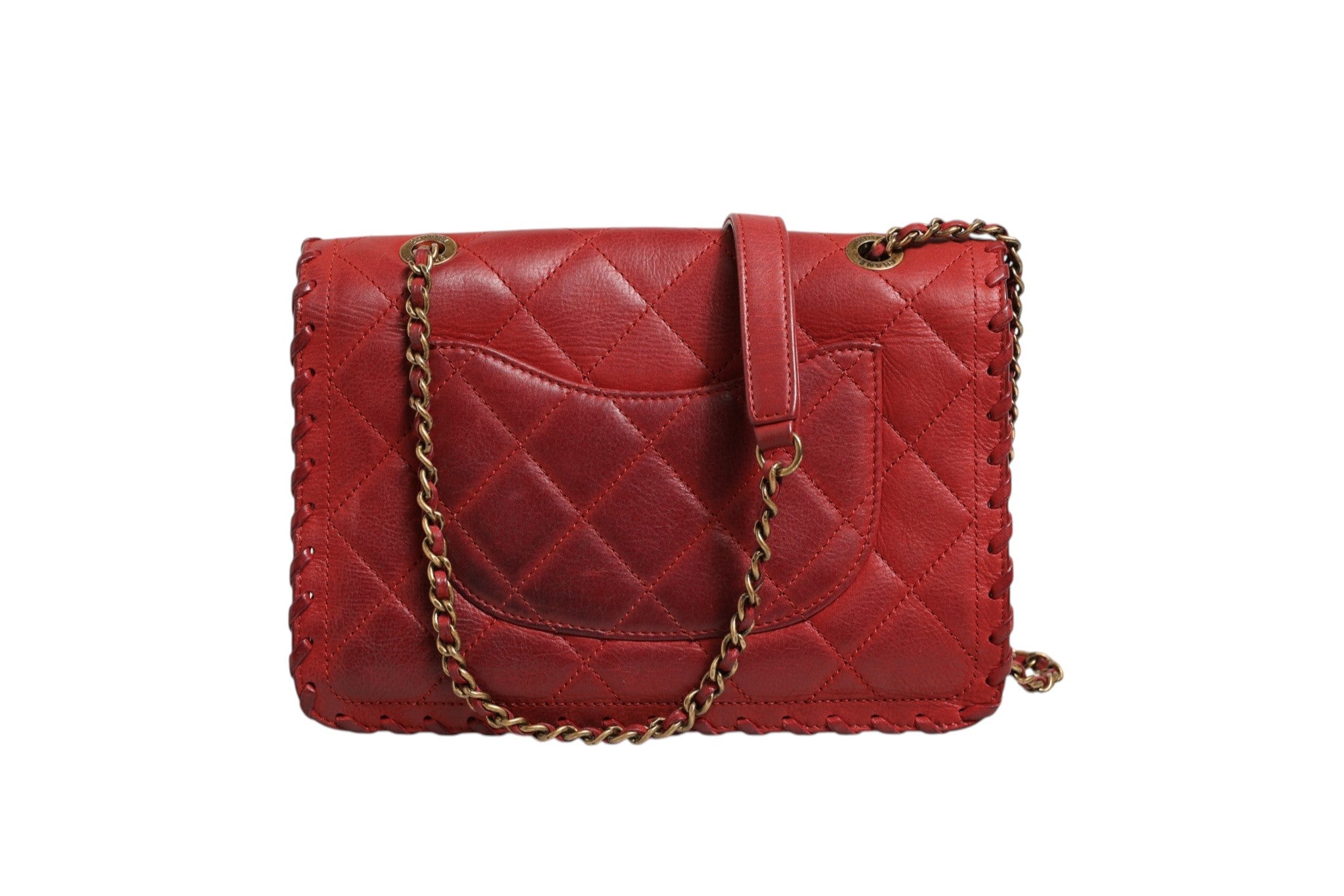Chanel Mini Flap Bag Lambskin Braided Calfskin Gold Tone Women's Metal