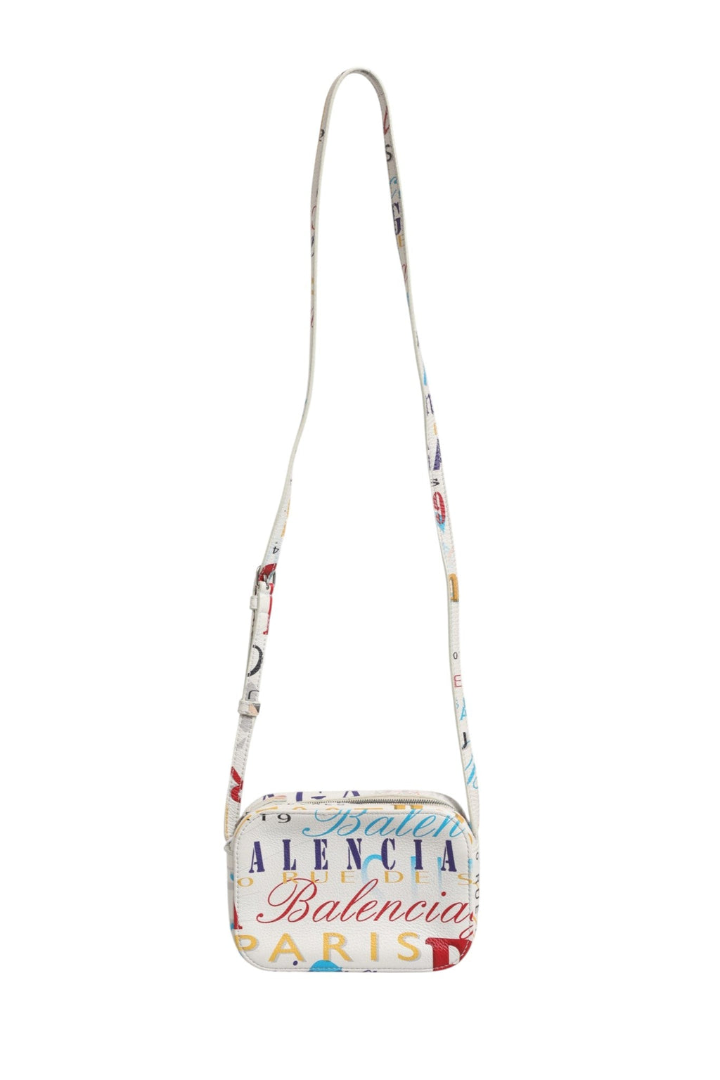 Balenciaga White Graffiti Print Leather Mini City Women's Hand