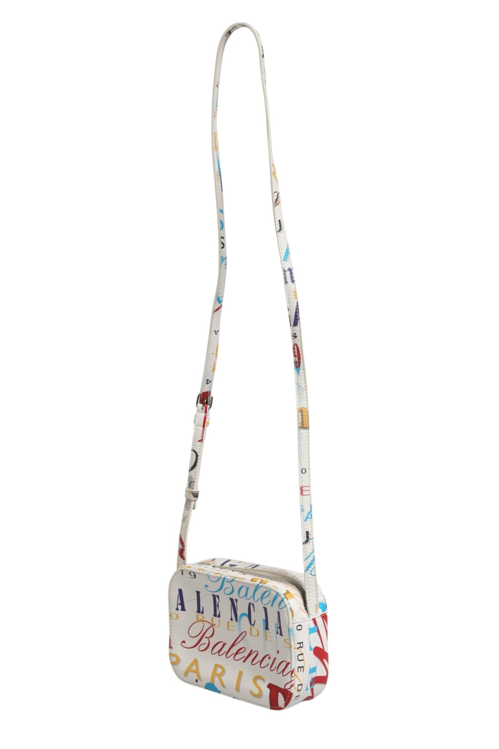 Balenciaga White Graffiti Print Leather Mini City Women's Hand