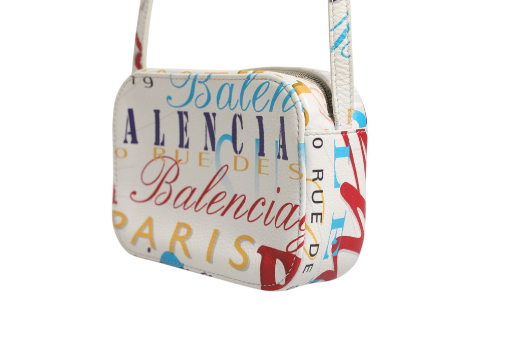 Balenciaga White Graffiti Print Leather Mini City Women's Hand