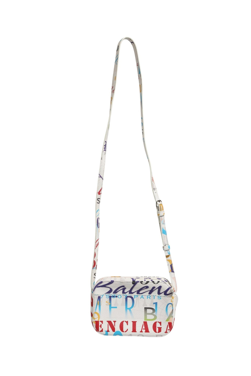 Balenciaga White Graffiti Print Leather Mini City Women's Hand