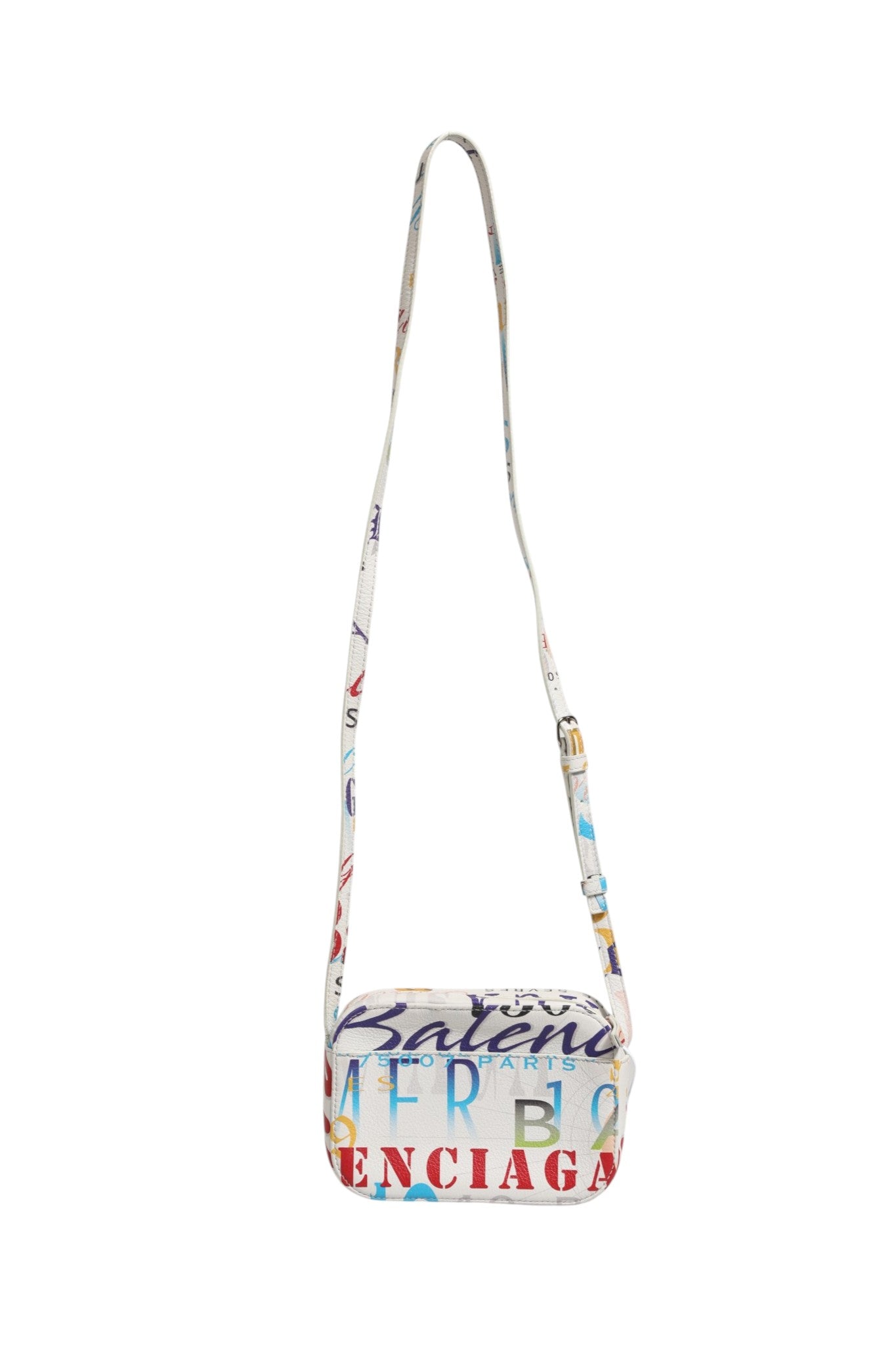 Balenciaga White Graffiti Print Leather Mini City Women's Hand