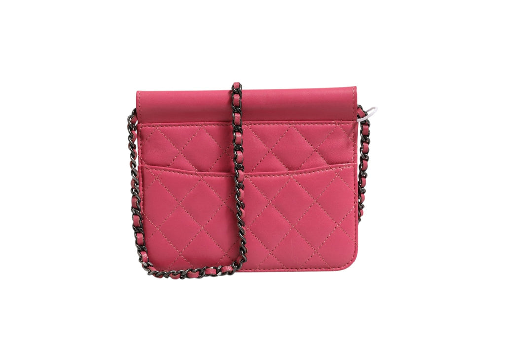 Chanel Pink Quilted Lambskin Leather Classic Square Mini Flap Women's Bag