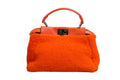 Fendi Orange Leather and Shearling Mini Peekaboo Top Handle Women's Bag