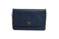Prada Blue Saffiano Leather Wallet on Chain Clutch Women's Bag