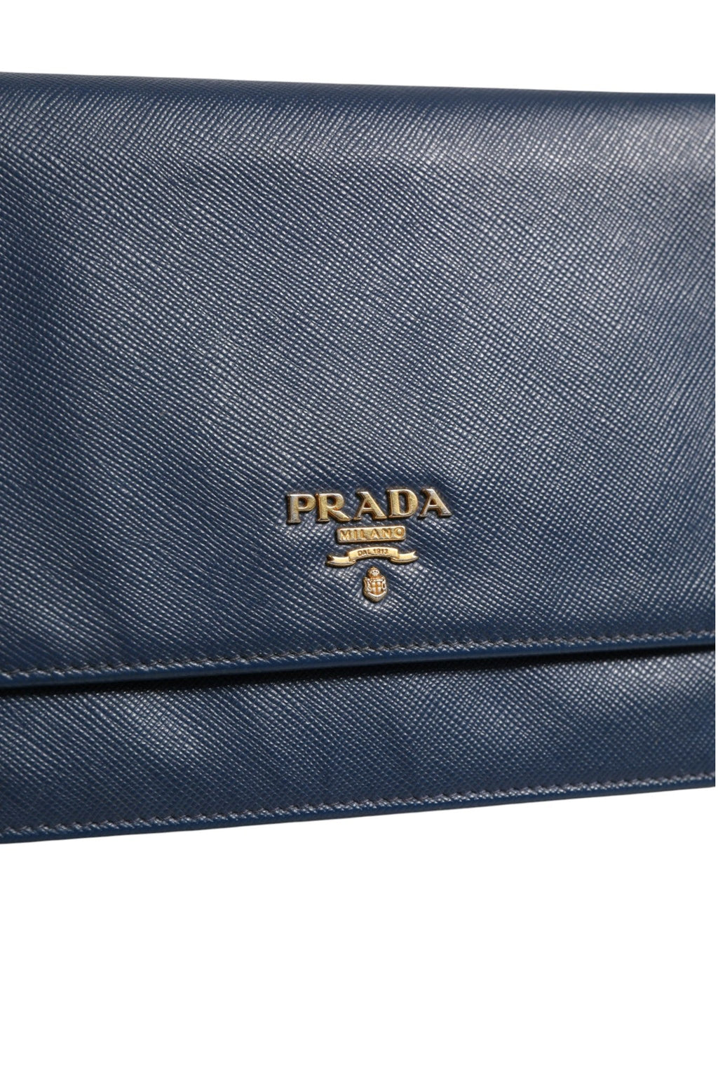 Prada Blue Saffiano Leather Wallet on Chain Clutch Women's Bag