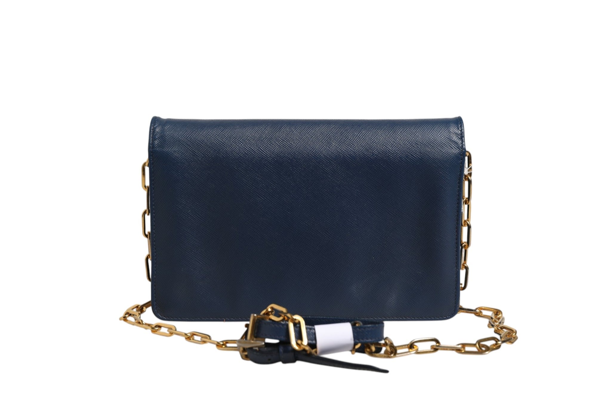 Prada Blue Saffiano Leather Wallet on Chain Clutch Women's Bag