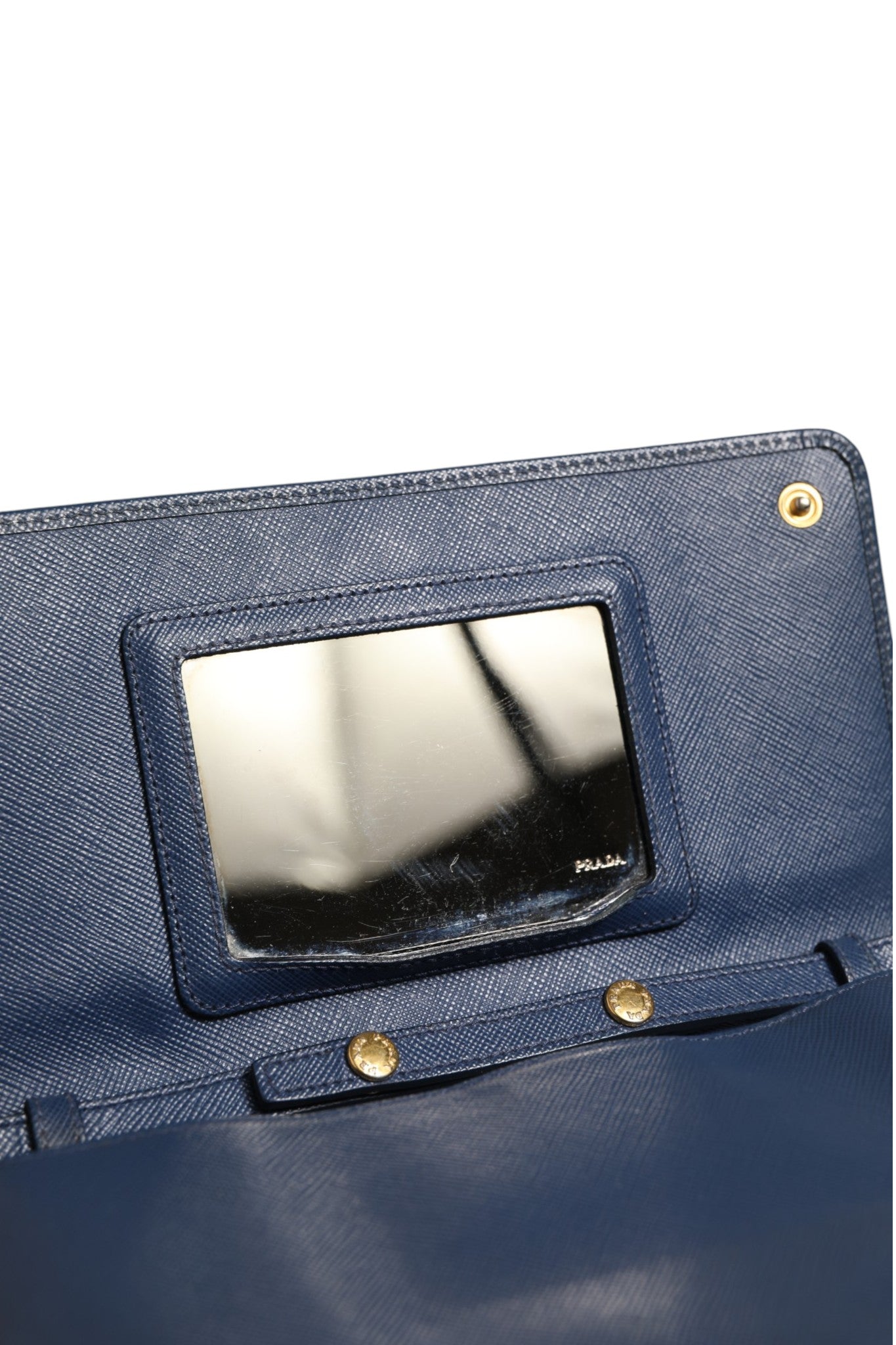 Prada Blue Saffiano Leather Wallet on Chain Clutch Women's Bag