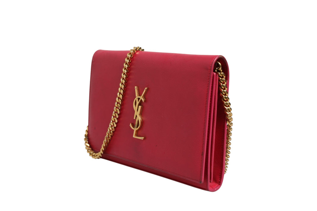 Saint Laurent Red Leather Monogram Wallet on Women's Chain (Pre-Owned)