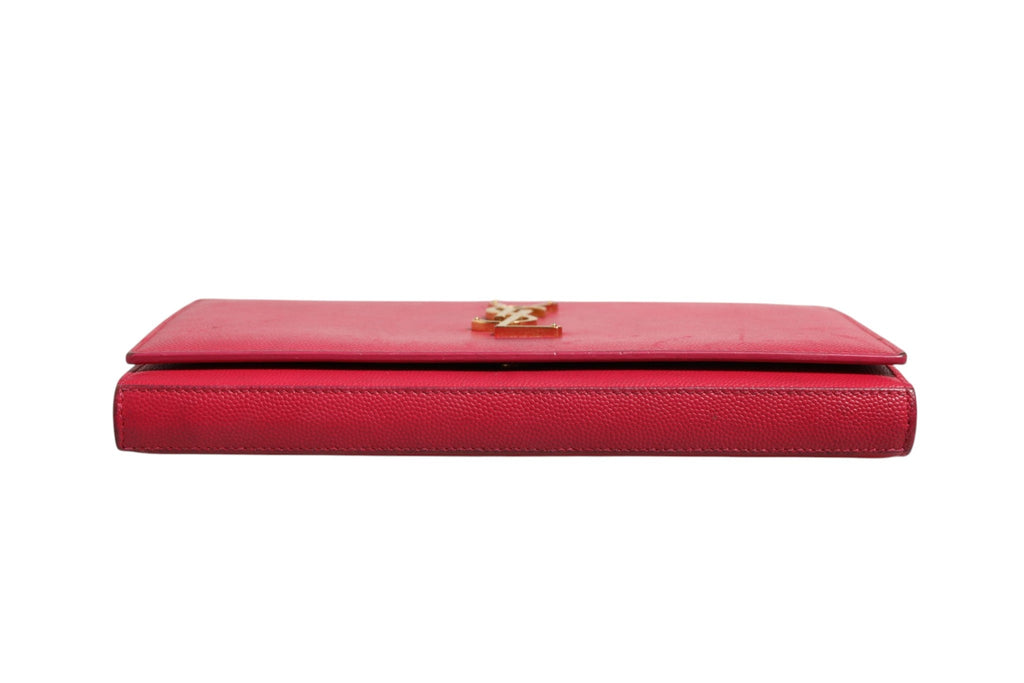 Saint Laurent Red Leather Monogram Wallet on Women's Chain (Pre-Owned)
