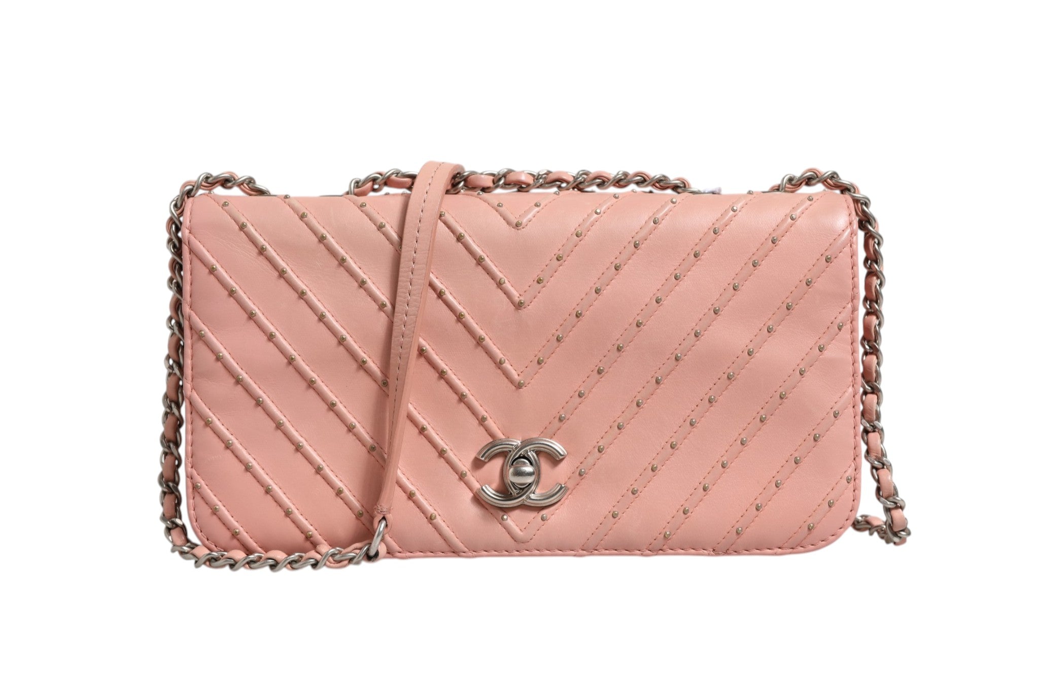 Chanel Small Classic Double Flap Bag Light Pink Women's Chevron