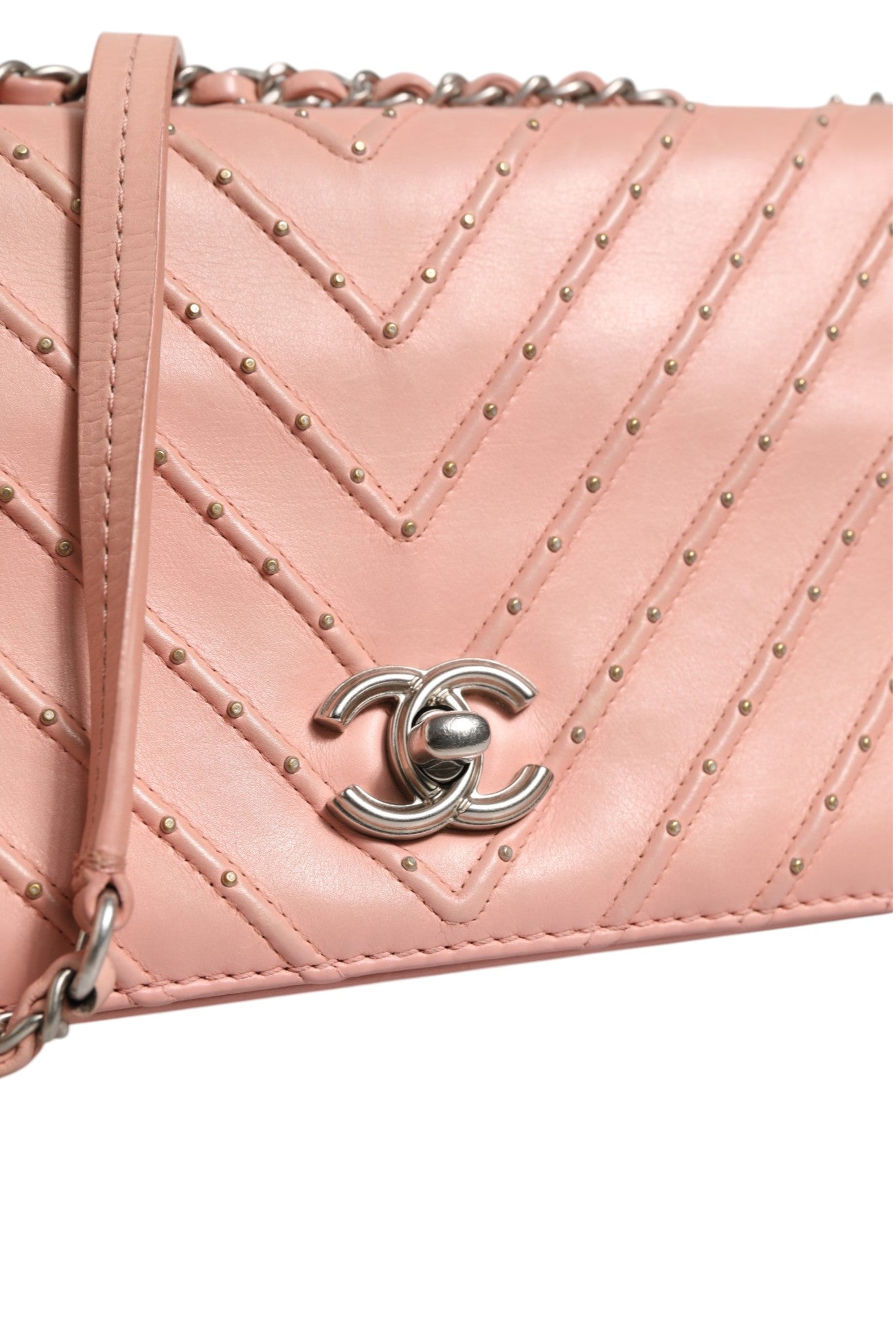 Chanel Small Classic Double Flap Bag Light Pink Women's Chevron
